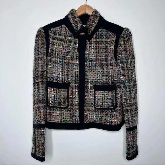 Pink Tartan Black and Multicolor Tweed Blazer - Picture 16 of 16